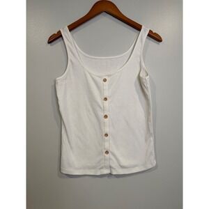 Y2K Womens Button Down White Tank Sm/Med Boho Cottagecore Indie Festival‎ Layers